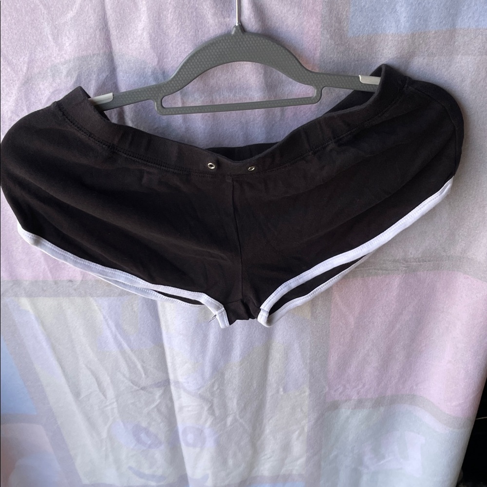 Pinky Star Women’s Black and White "JUST dO mE " Booty Shorts Athleisure Size L